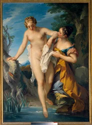 Une baigneuse et sa suivante Peinture de François Le Moyne (1688-1737). 18ème siècle. Dim. 1,63 x 1,17 m Tours, Musée des Beaux-Arts