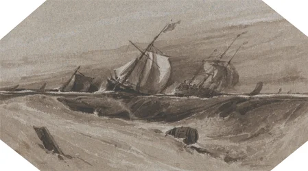 Navires chavirant dans une mer orageuse