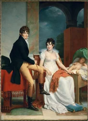 Le comte Moritz Christian Fries et la comtesse Maria Theresia Fries avec leur enfant Moritz, né en 1804 (huile sur toile)