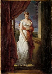 Portrait en pied de Madame Tallien, née Cabarrus, princesse de Caraman - Chimay (1773-1835) Peinture de François Gérard (1770-1837) 1804 Dim. 0,32 x 0,20 m.
