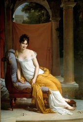 Portrait de Juliette Récamier, dite Madame Récamier (1777-1849), épouse de Lettres française. Peinture de François Gérard (1770-1837), 1805, Soleil. 2,25 x 1,48 m, Paris, Musée Carnavalet
