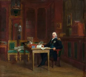 Louis XVIII 1755-1824 dans son étude aux Tuileries