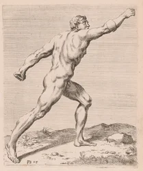 Le Gladiateur Borghèse, vue de côté, tourné à droite [plaque 28]