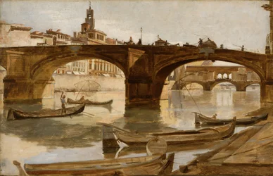Les Ponts : Florence, vers 1880 (huile sur toile montée sur carton contrecollé)