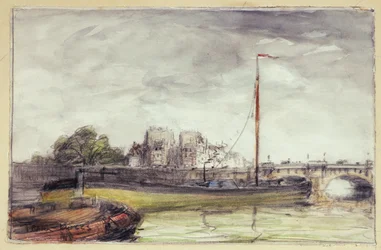 Le Pont-Neuf (gouache  charcoal on paper)