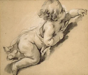 Un putto allongé à droite