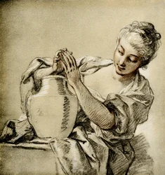 Fille à un puits