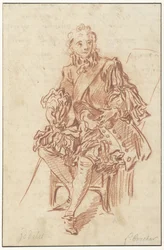 Jodelet assis sur une chaise (Illustration de Les Précieuses Ridicules de l