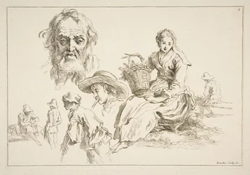 Feuille de croquis, vers 1735