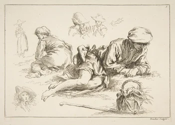Feuille de croquis, vers 1735