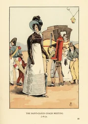 Femme attendant une diligence. La rencontre de la diligence de Saint-Cloud