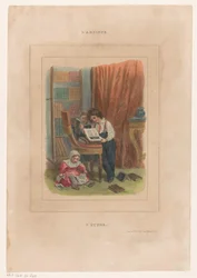 Trois enfants regardant des livres