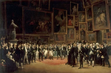 Charles X distribuant des récompenses aux artistes exposant au Salon de 1824 au Louvre