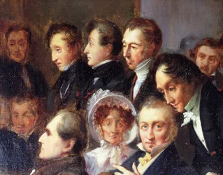 Conférence dans le foyer de la Comédie-Française, 26 mai 1828, vers 1830 (détail)