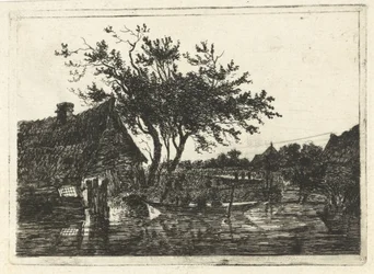 Paysage fluvial avec ferme