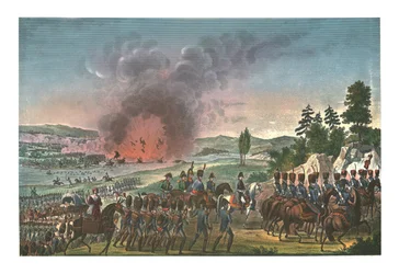 Retraite des Français après la bataille de Leipzig, 19 octobre 1813, vers 1850