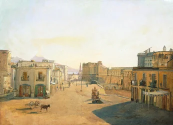 Largo del Castello avec la Lanterne du Molo Pier à Naples