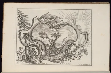 Cartouche avec oiseau et soleil, Livre de Cartouches Irréguliers