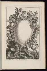 Cartouche avec Putto Tenant des Trompettes, Livre de Cartouches Irréguliers