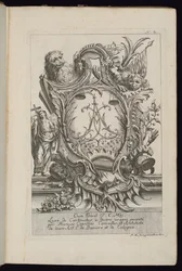 Cartouche avec deux lions et un chiffre, Livre de Cartouches à divers usages