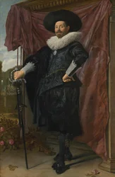 Néerlandais : Willem van Heythuysen posant avec une épée