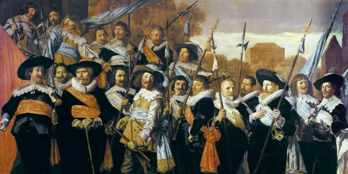 Portrait de groupe des officiers et sous-officiers de la Garde Civique à Haarlem