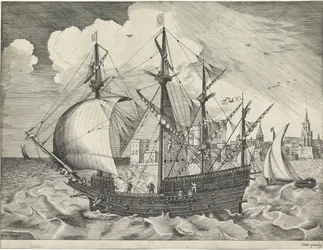 Quatre-mâts quittant le port (Zeilschepen)