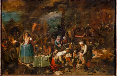 Assemblée des sorcières (peinture sur bois de chêne)