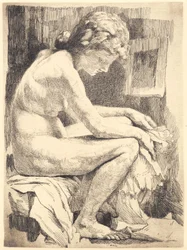 Jeune femme nue, assise