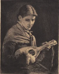 Jeune fille avec mandoline