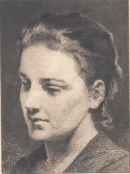 Jeune fille aux cheveux relevés, demi-profil