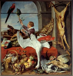 Intérieur de bureaux Nature morte de gibier, légumes. Peinture de Franz Snyders (1579-1657) 17ème siècle Caen, Musée des Beaux-Arts