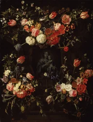 Madonna entourée de fleurs