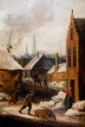 Village sous la neige, détail