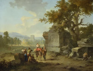 Paysage rustique avec voyageurs (l’un d’une paire)