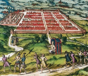 Cuzco, centre principal de la civilisation inca (actuel Pérou) image de Civitatis Orbis Terrarum par Braun et Hogenberg