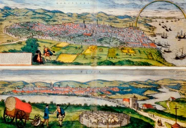 Carte de Barcelone et Écija de Civitates Orbis Terrarum par Georg Braun