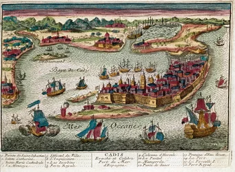 Carte de Cadix - Espagne (gravure)