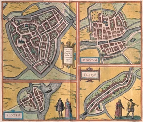 Sneek, Dokkum, Sloten, Ijlst, Pays-Bas (gravure)
