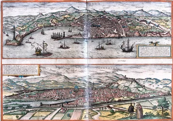 Vues de Gênes (Genua) et Florence (Florentia), Italie