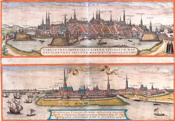 Vues de Lübeck (Lubeca) et Hambourg (Hamburga), Allemagne