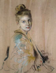 Fille avec un éventail, années 1880