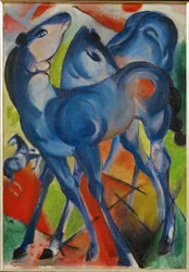 Pouliches bleues (peinture sur toile)