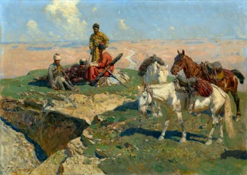 La halte des guerriers du Caucase