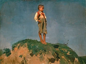 Berger sur une colline herbeuse, vers 1859 (huile sur carton)