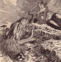 Thor et Hymir pêchant. Illustration pour L