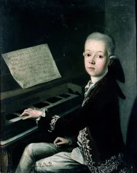 Portrait de Carl Graf Firmian au piano, autrefois considéré comme Wolfgang Amadeus Mozart (1756-91)