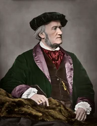 Portrait de Richard Wagner (1813-1883), compositeur allemand. 1871. Colorisation numérique.