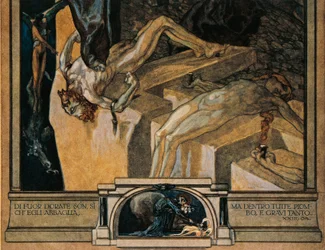 Illustration de la Divine Comédie de Dante Alighieri (Enfer, Chant XXII) par Franz von Bayros (détail)