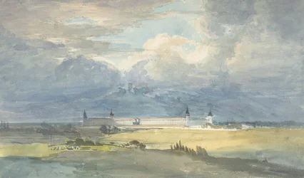 Paysage avec un grand bâtiment